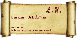 Langer Urbána névjegykártya